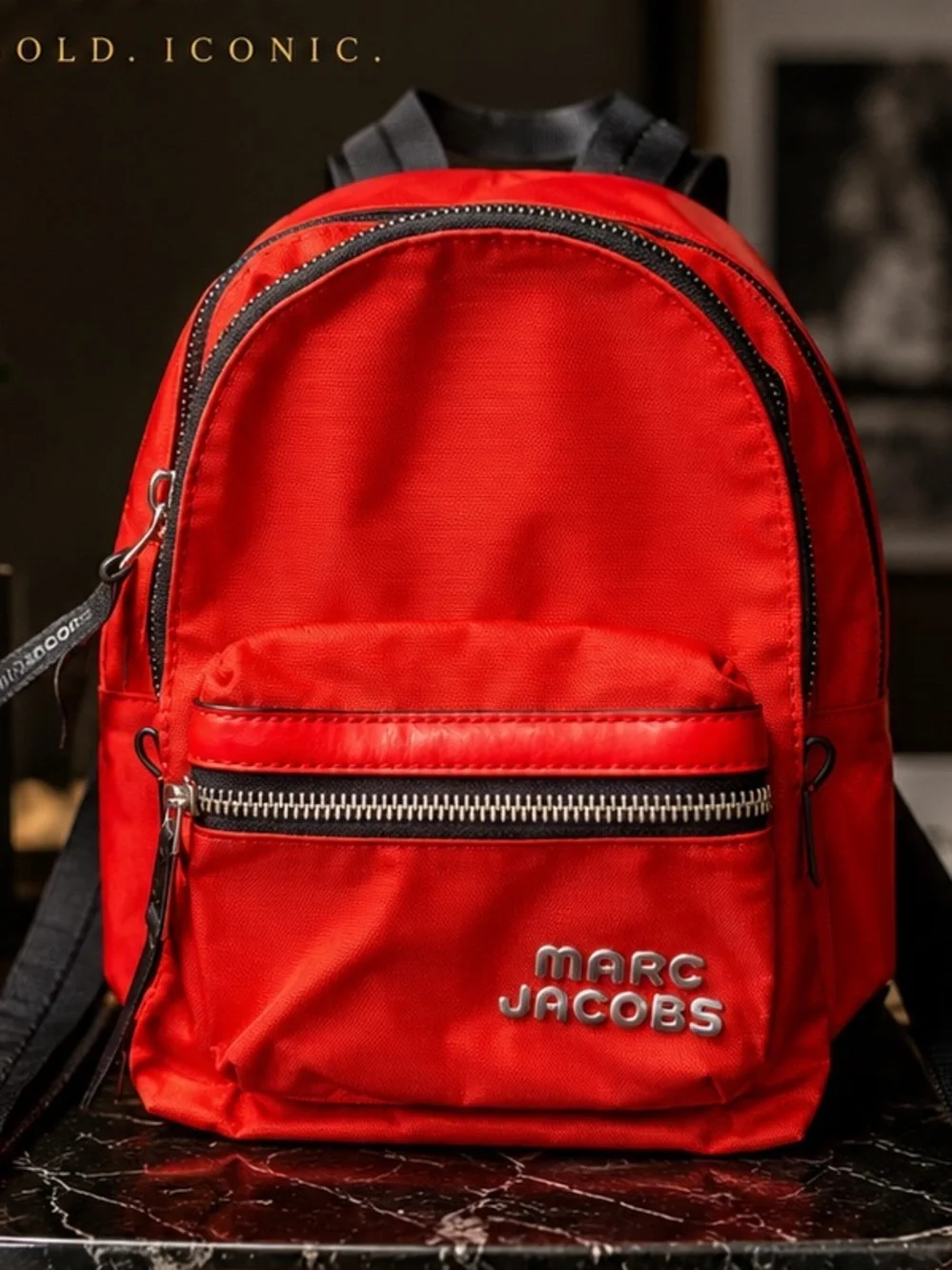 Marc Jacobs Hot Red Mini Backpack Nylon Logo Bag Y2K Streetwear